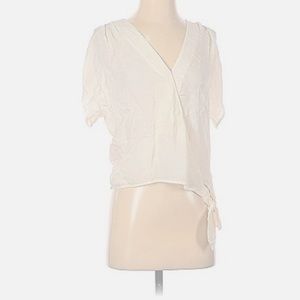 Joie Darel Wrap Tie Side V Neck Ivory Silk Blouse